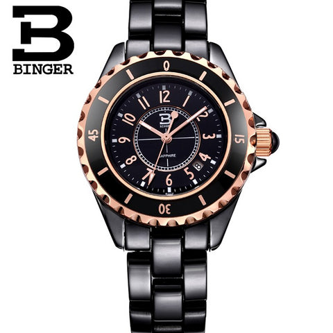 Image of Binger Swiss Quartz Luxury Women Ceramic Watch B 8008