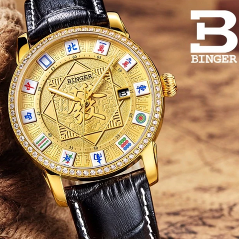 Image of Binger Swiss Mechanical Luxury Gold Men Watch B 5055