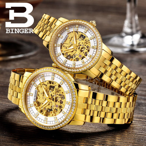Image of Binger Swiss Mechanical Miyota Luxury Couple Watch B 5051