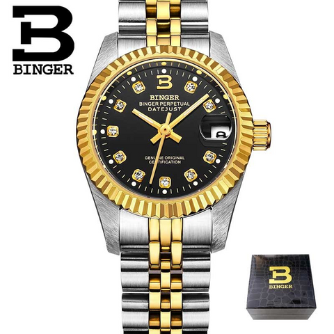 Image of Binger Swiss Striped Mechanical Women's Watch B 552 F