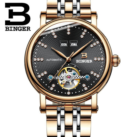 Image of Binger Swiss Diamond Studded Mechanical Watch Men B 1173
