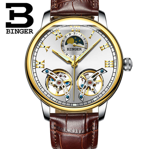 Image of Binger Swiss Double Tourbillon Mechanical Watch Men B 8607