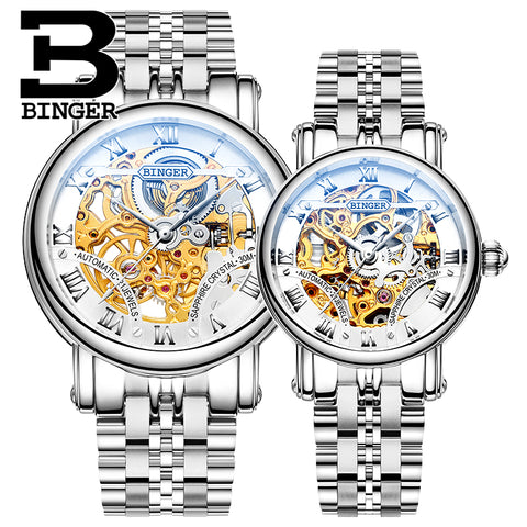 Image of Binger Swiss Hollow Mechanical Couple Watch BS5066HL