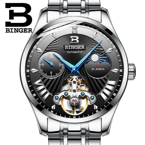 Image of Binger Swiss 22 jewels Tourbillon Mechanical Men Watch B 1186