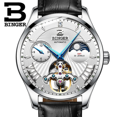 Image of Binger Swiss 22 jewels Tourbillon Mechanical Men Watch B 1186