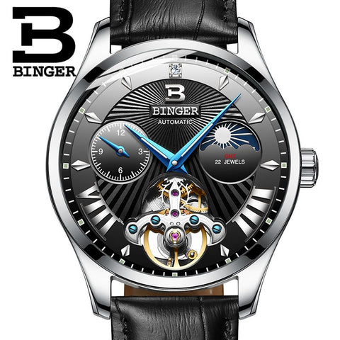 Image of Binger Swiss 22 jewels Tourbillon Mechanical Men Watch B 1186