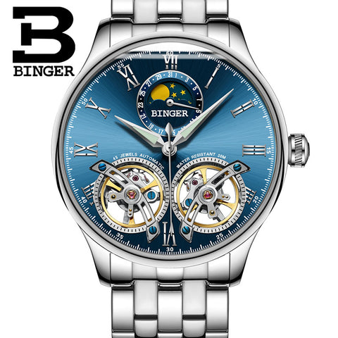 Image of Binger Swiss Double Tourbillon Elegant Mechanical Watch Men B 8606 A