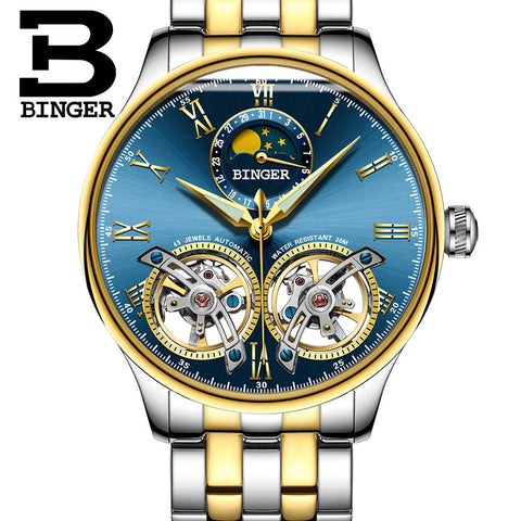 Image of Binger Swiss Double Tourbillon Elegant Mechanical Watch Men B 8606 A