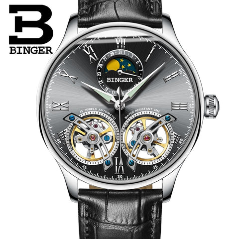 Image of Binger Swiss Double Tourbillon Elegant Mechanical Watch Men B 8606 A