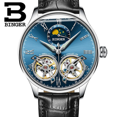 Image of Binger Swiss Double Tourbillon Elegant Mechanical Watch Men B 8606 A