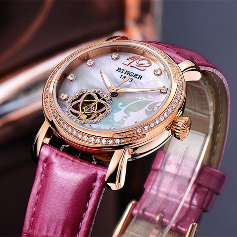 Image of Binger Swiss Tourbillon Mechanical Watch Women B 1132