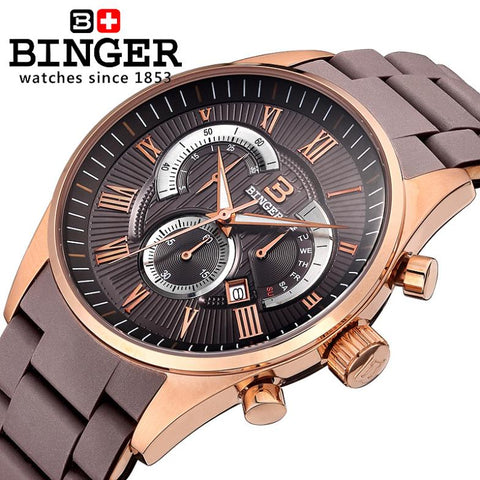 Image of Binger Swiss Silicon Quartz Watch Men B 1123