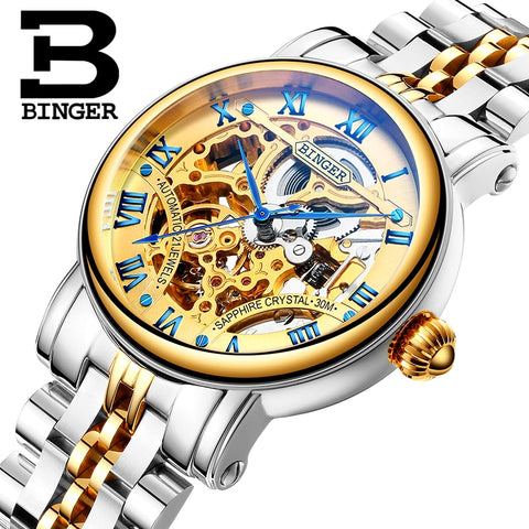 Binger Swiss Hollow Mechanical Watch Men B 5066