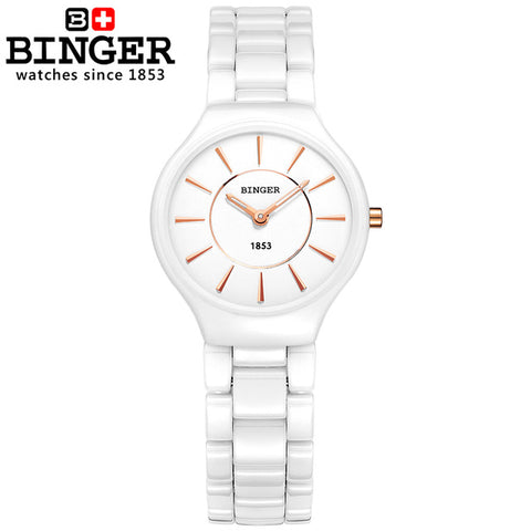 Image of Binger Swiss Ceramic Ultra Slim Quartz Watch Women B 8006
