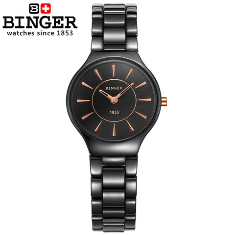 Image of Binger Swiss Ceramic Ultra Slim Quartz Watch Women B 8006