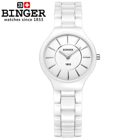 Image of Binger Swiss Ceramic Ultra Slim Quartz Watch Women B 8006