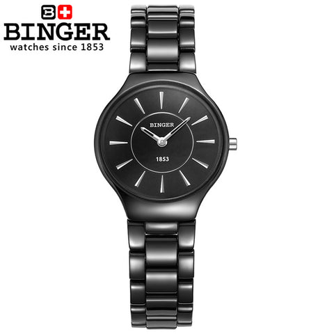 Image of Binger Swiss Ceramic Ultra Slim Quartz Watch Women B 8006