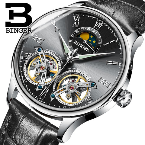 Binger Swiss Double Tourbillon Elegant Mechanical Watch Men B 8606 A