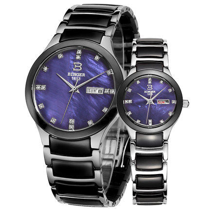 Image of Binger Swiss Ceramic Quartz Couple Watch BS236CC