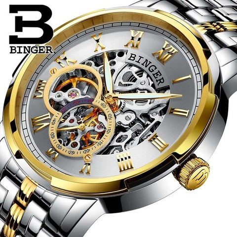 Image of Binger Swiss Skeleton Mechanical Men's Watch B 5036