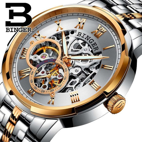 Image of Binger Swiss Skeleton Mechanical Men's Watch B 5036