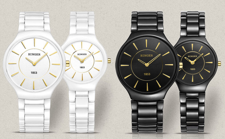 Binger Swiss Ceramic Quartz Couple Watch BS8006CA