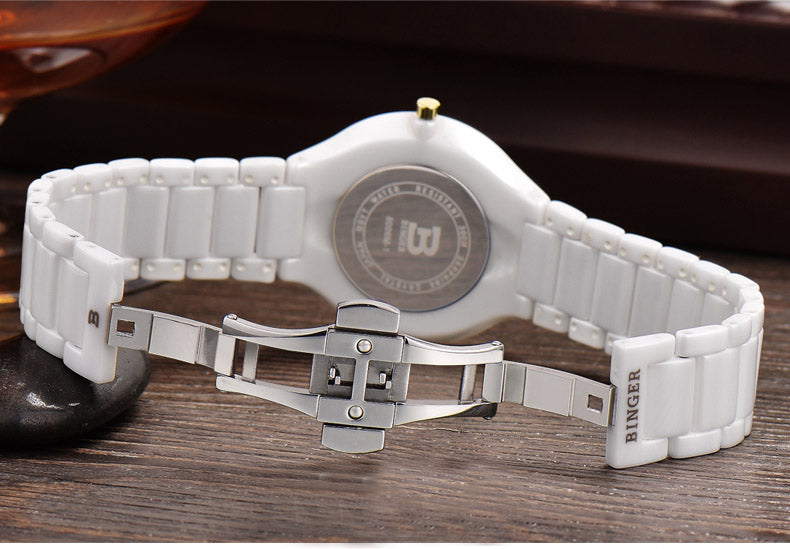 Binger Swiss Ceramic Quartz Couple Watch BS8006CA