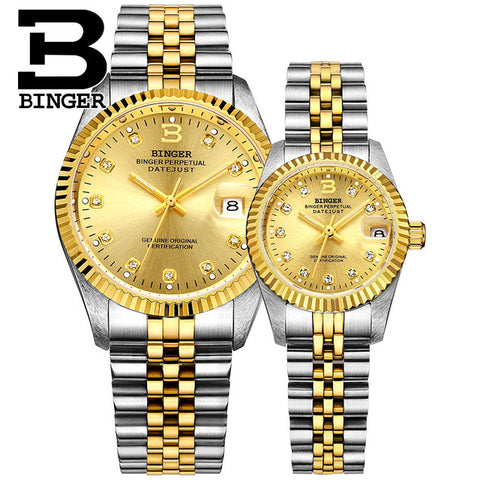 Image of Binger Swiss Striped Mechanical Couple Watch BS169CG
