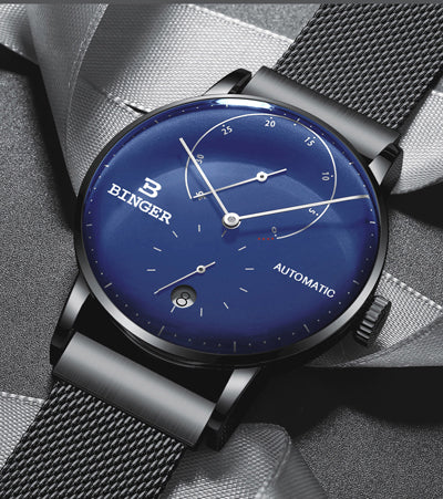 Image of Binger Swiss Sapphire Curved Mechanical Watch Men B 1187