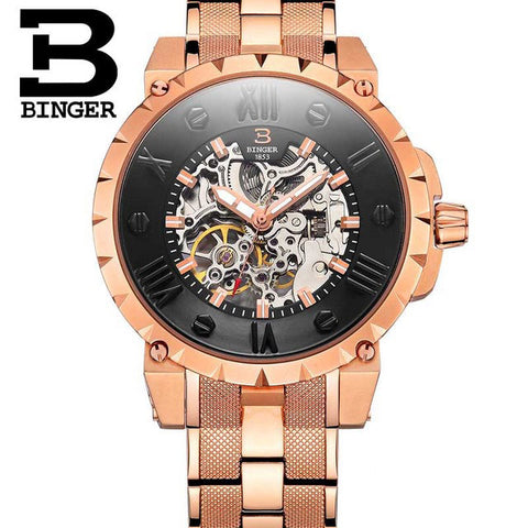 Image of Binger Swiss Skeleton Robust Mechanical Watch B 5032