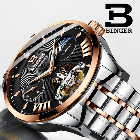 Image of Binger Swiss 22 jewels Tourbillon Mechanical Men Watch B 1186