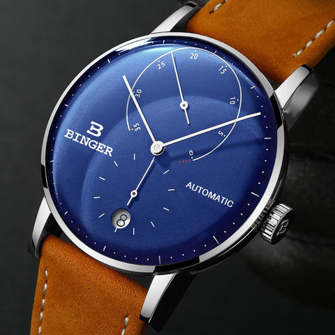 Image of Binger Swiss Sapphire Curved Mechanical Watch Men B 1187