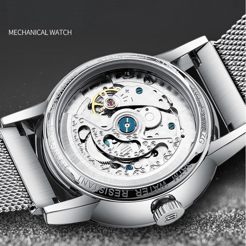 Image of Binger Swiss Sapphire Curved Mechanical Watch Men B 1187