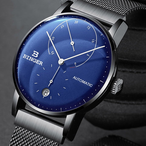 Image of Binger Swiss Sapphire Curved Mechanical Watch Men B 1187