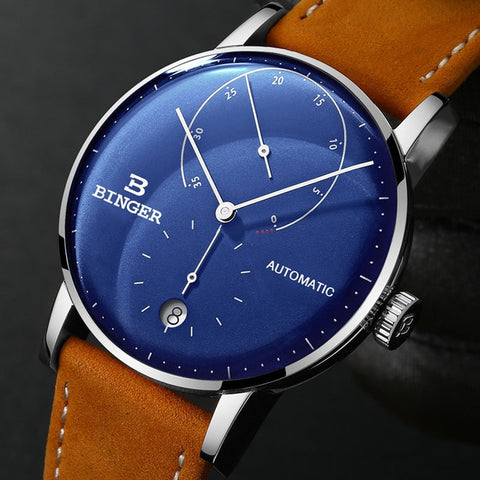 Image of Binger Swiss Sapphire Curved Mechanical Watch Men B 1187