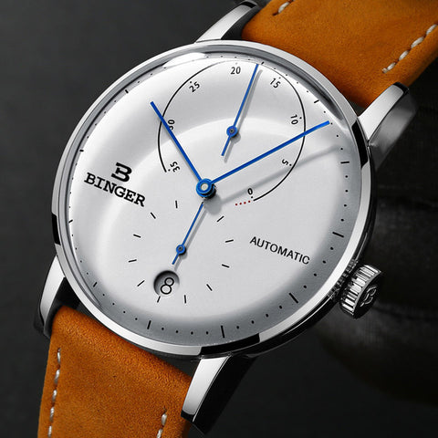 Image of Binger Swiss Sapphire Curved Mechanical Watch Men B 1187