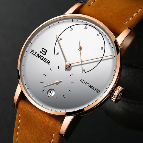 Image of Binger Swiss Sapphire Curved Mechanical Watch Men B 1187