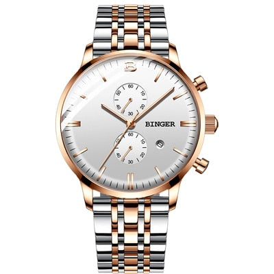 Binger Swiss Chronograph Quartz Watch Men B 1212