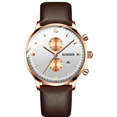 Binger Swiss Chronograph Quartz Watch Men B 1212