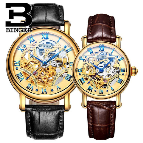 Image of Binger Swiss Hollow Mechanical Couple Watch BS5066HL