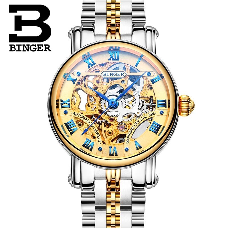 Binger Swiss Hollow Mechanical Watch Women B 5066 HW Binger Store