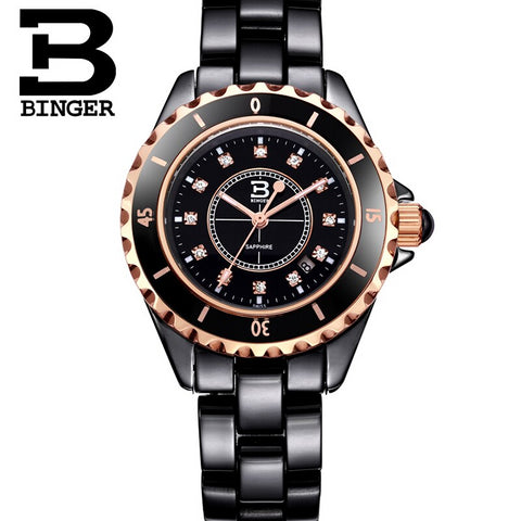 Image of Binger Swiss Quartz Luxury Women Ceramic Watch B 8008