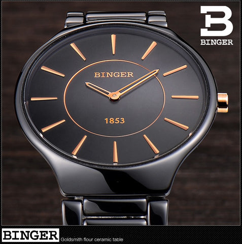 Image of Binger Swiss Ceramic Ultra Slim Quartz Watch Women B 8006