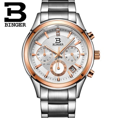 Binger Swiss Alpha Quartz Watch Men B 6019