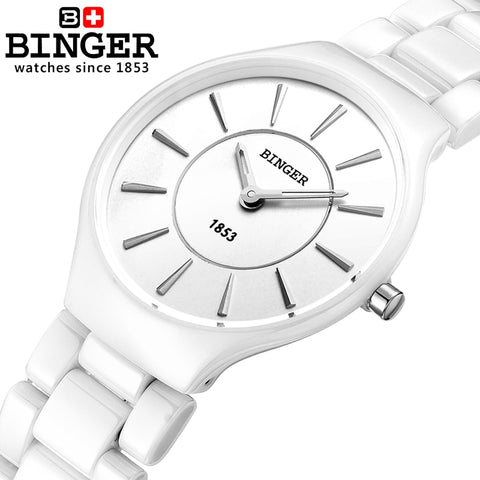 Image of Binger Swiss Ceramic Ultra Slim Quartz Watch Women B 8006