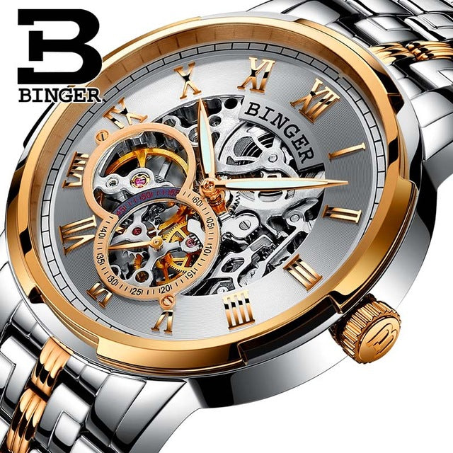 Binger Swiss Skeleton Mechanical Men's Watch B 5036 – Binger Store