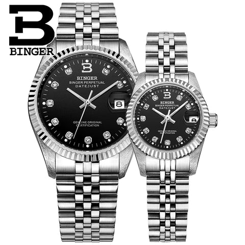 Image of Binger Swiss Striped Mechanical Couple Watch BS169CF