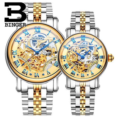 Image of Binger Swiss Hollow Mechanical Couple Watch BS5066HC
